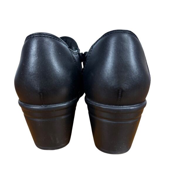 Clarks Emslie Warren Womens Black Leather Clogs Block Chunky Heel Shoes sz 7 M - Picture 11 of 16